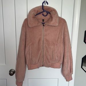Pink sherpa zip up jacket